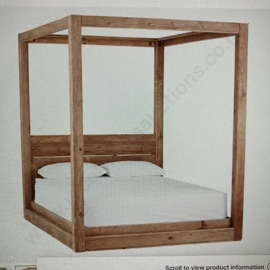Ex Early Settler Kalise Reclaimed Timber 4 Poster Queen Bed (Requires Assembly)